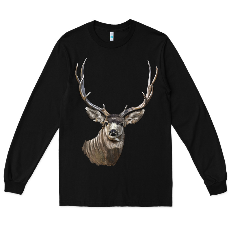 Mule Buck Deer Head Long Sleeve Tee by LillyAllenDesigns | Teevron