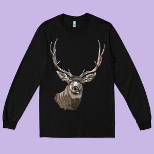 Mule Buck Deer Head Long Sleeve Tee Designed By Lillyallendesigns