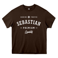 Chocolate Brown Sebastian Personalized Name Mens Birthday Heavy Core Tee - artisFamous