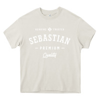 Cream Sebastian Personalized Name Mens Birthday Heavy Core Tee - artisFamous