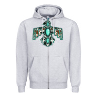 Heather Grey cowhide turquoise thunderbird Zipper Hoodie - Jasminsmagicworld