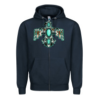 Navy cowhide turquoise thunderbird Zipper Hoodie - Jasminsmagicworld