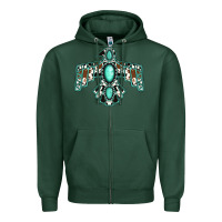 Sports Green cowhide turquoise thunderbird Zipper Hoodie - Jasminsmagicworld