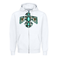 White cowhide turquoise thunderbird Zipper Hoodie - Jasminsmagicworld