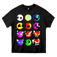Black geometry dash difficulty  faces Heavy Core Tee - artisFamous