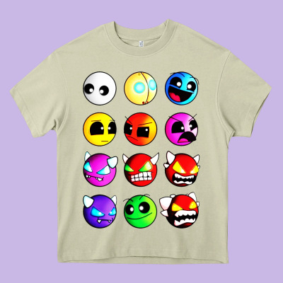 Geometry Dash Difficulty  Faces Heavy Core Tee Designed By Artisfamous