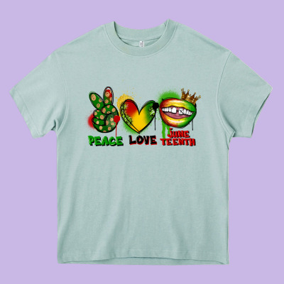 Peace Love Juneteenth Heavy Core Tee Designed By Fadigitalartstudio