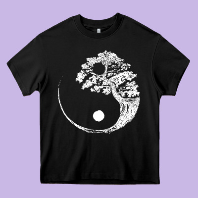 Yin Yang Bonsai Tree Heavy Core Tee Designed By Artisfamous