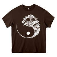Chocolate Brown yin yang bonsai tree Heavy Core Tee - artisFamous
