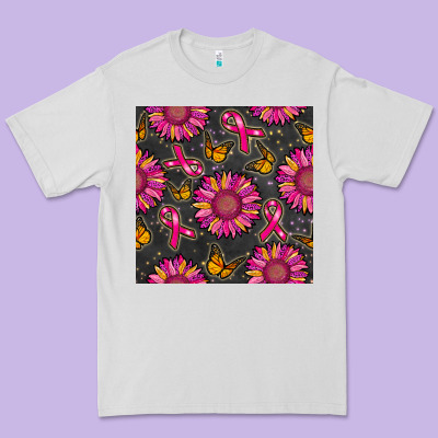 Breast Cancer Sunflower Seamless Pattern Premium Tee Designed By Bundleandbundleshop