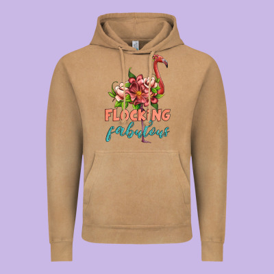 Flamingo Flocking Fabulous Vintage Hoodie Designed By Artiststas