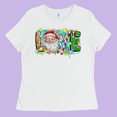 Love Santa Ladies Tee Designed By Cowhidedigitalart