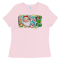 Bubblegum Pink Love Santa Ladies Tee - CowhideDigitalArt
