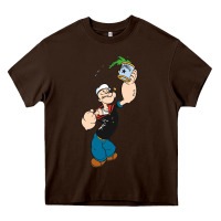 Chocolate Brown Popeye Spinach Retro Mens Funny Heavy Core Tee - artisFamous