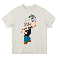 Cream Popeye Spinach Retro Mens Funny Heavy Core Tee - artisFamous