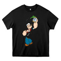 Black Popeye Spinach Retro Mens Funny Heavy Core Tee - artisFamous