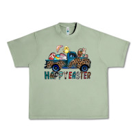 Oil Green Happy Easter truck Urban Heavy Tee - CowhideDigitalArt