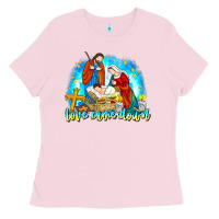 Bubblegum Pink Love Came Down Ladies Tee - CowhideDigitalArt