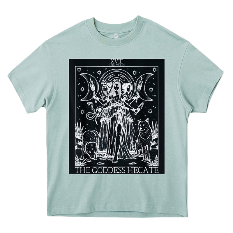 Hecate Tarot Card Triple Moon Goddess Witch Wiccan Pagan Heavy Core Tee by artisFamous | Teevron