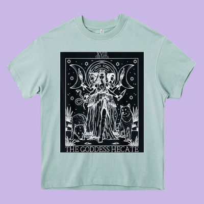 Hecate Tarot Card Triple Moon Goddess Witch Wiccan Pagan Heavy Core Tee Designed By Artisfamous