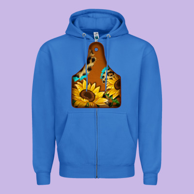 Cowtag Zipper Hoodie Designed By Jasminsmagicworld