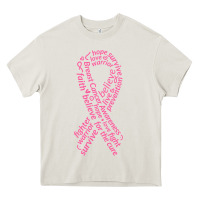 Cream Pink Ribbon Heavy Core Tee - artisFamous