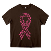 Chocolate Brown Pink Ribbon Heavy Core Tee - artisFamous