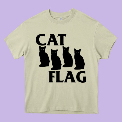 Cat Flag Heavy Core Tee Designed By Artisfamous