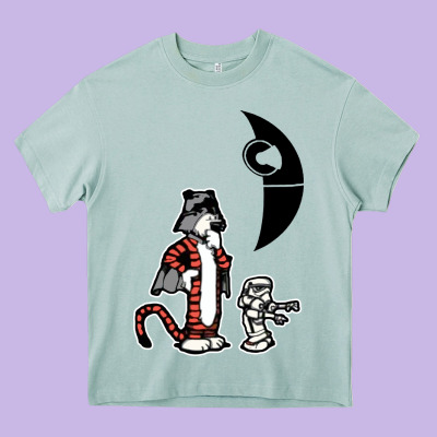 Hobbes And Calvin Heavy Core Tee Designed By Artisfamous