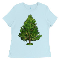 Baby Blue White Pine Tree Illustrations Ladies Tee - LillyAllenDesigns