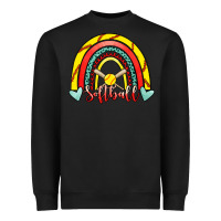 Black Softball Rainbow Heavyweight Sweatshirt - RanaPortraitStore