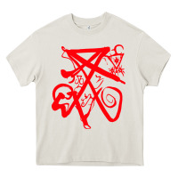 Cream lucifer calligraphy 2 Heavy Core Tee - artisFamous