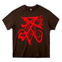 Chocolate Brown lucifer calligraphy 2 Heavy Core Tee - artisFamous