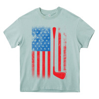 Arona Golf with USA Flag Heavy Core Tee - artisFamous