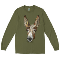 Army Green american mammoth jackstock donkey  face Long Sleeve Tee - LillyAllenDesigns