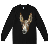 Black american mammoth jackstock donkey  face Long Sleeve Tee - LillyAllenDesigns