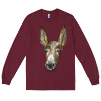 Burgundy american mammoth jackstock donkey  face Long Sleeve Tee - LillyAllenDesigns