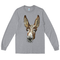 Heather Grey american mammoth jackstock donkey  face Long Sleeve Tee - LillyAllenDesigns