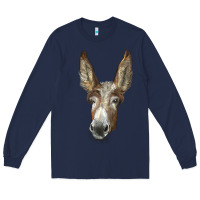 Navy american mammoth jackstock donkey  face Long Sleeve Tee - LillyAllenDesigns
