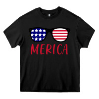 Black Merica Usa Flag Sunglasses 4th Of July Heavy Core Tee - artisFamous