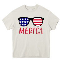Cream Merica Usa Flag Sunglasses 4th Of July Heavy Core Tee - artisFamous