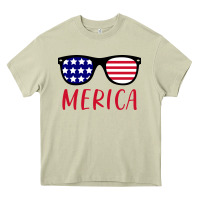 Merica Usa Flag Sunglasses 4th Of July Heavy Core Tee | Teevron