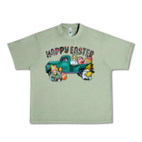 Oil Green Happy Easter truck Urban Heavy Tee - CowhideDigitalArt