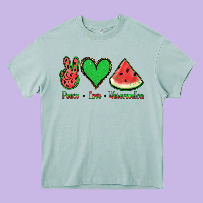 Peace Love Watermelon Heavy Core Tee Designed By Jasminsmagicworld