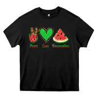 Black Peace Love Watermelon Heavy Core Tee - Jasminsmagicworld
