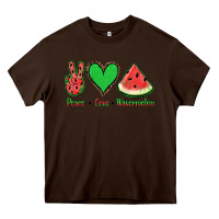 Chocolate Brown Peace Love Watermelon Heavy Core Tee - Jasminsmagicworld