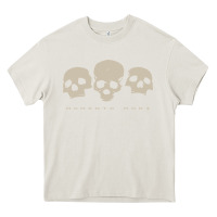 Cream memento mori three skulls Heavy Core Tee - artisFamous