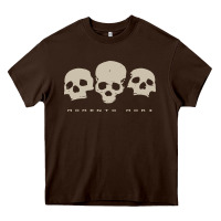 Chocolate Brown memento mori three skulls Heavy Core Tee - artisFamous