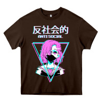 Chocolate Brown antisocial wave anime Heavy Core Tee - artisFamous