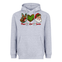 Heather Grey peace love santa Heavyweight Hoodie - RanaPortraitStore